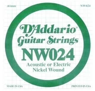 DADDARIO NW024 ELEKTRO VE AKUSTİK TEK TEL, (RE), 0.024