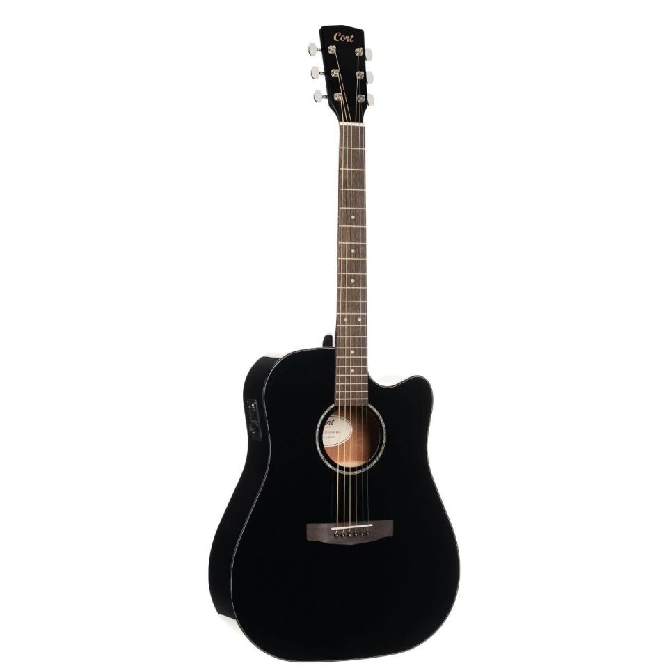 CORT EARTH60CEBK ELEKTRO AKUSTİK GİTAR, SİYAH, CUTAWAY