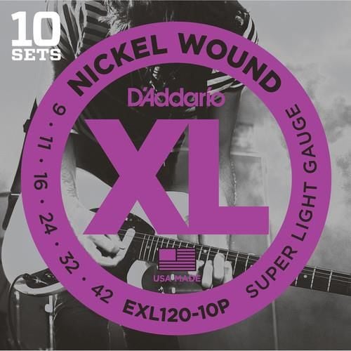 DADDARIO EXL120-10P (10 SET) ELEKTRO GİTAR TEL SETİ, XL, 9-42, NICKEL