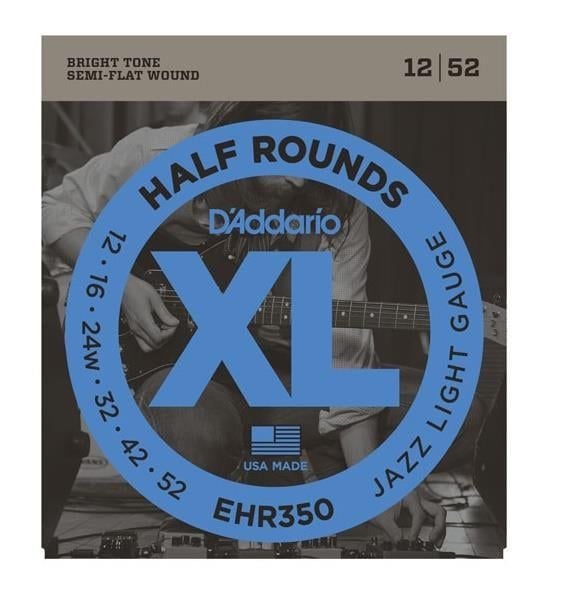 DADDARIO EHR350 ELEKTRO GİTAR TEL SETİ, 12-52, HALF ROUNDS, JAZZ LITE