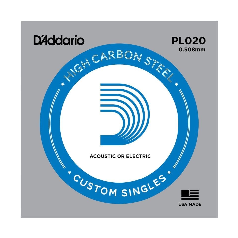 DADDARIO PL020 ELEKTRO VE AKUSTİK TEK TEL, G-(SOL), YÜKSEK KARBONLU ÇELİK